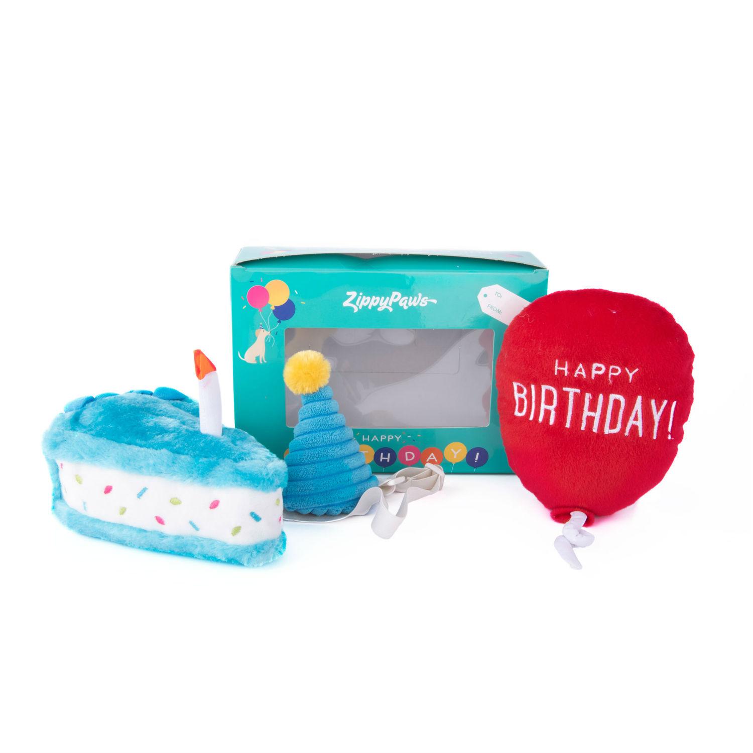 ZippyPaws Dog Toy Birthday Box - Blue
