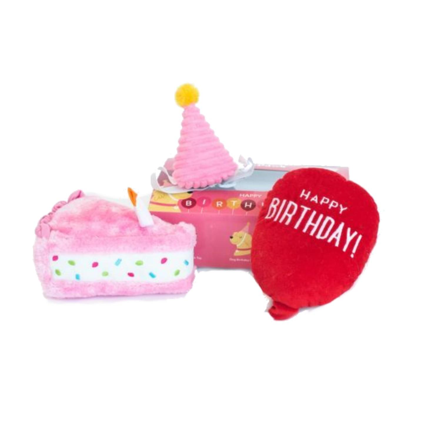 ZippyPaws Dog Toy Birthday Box - Pink