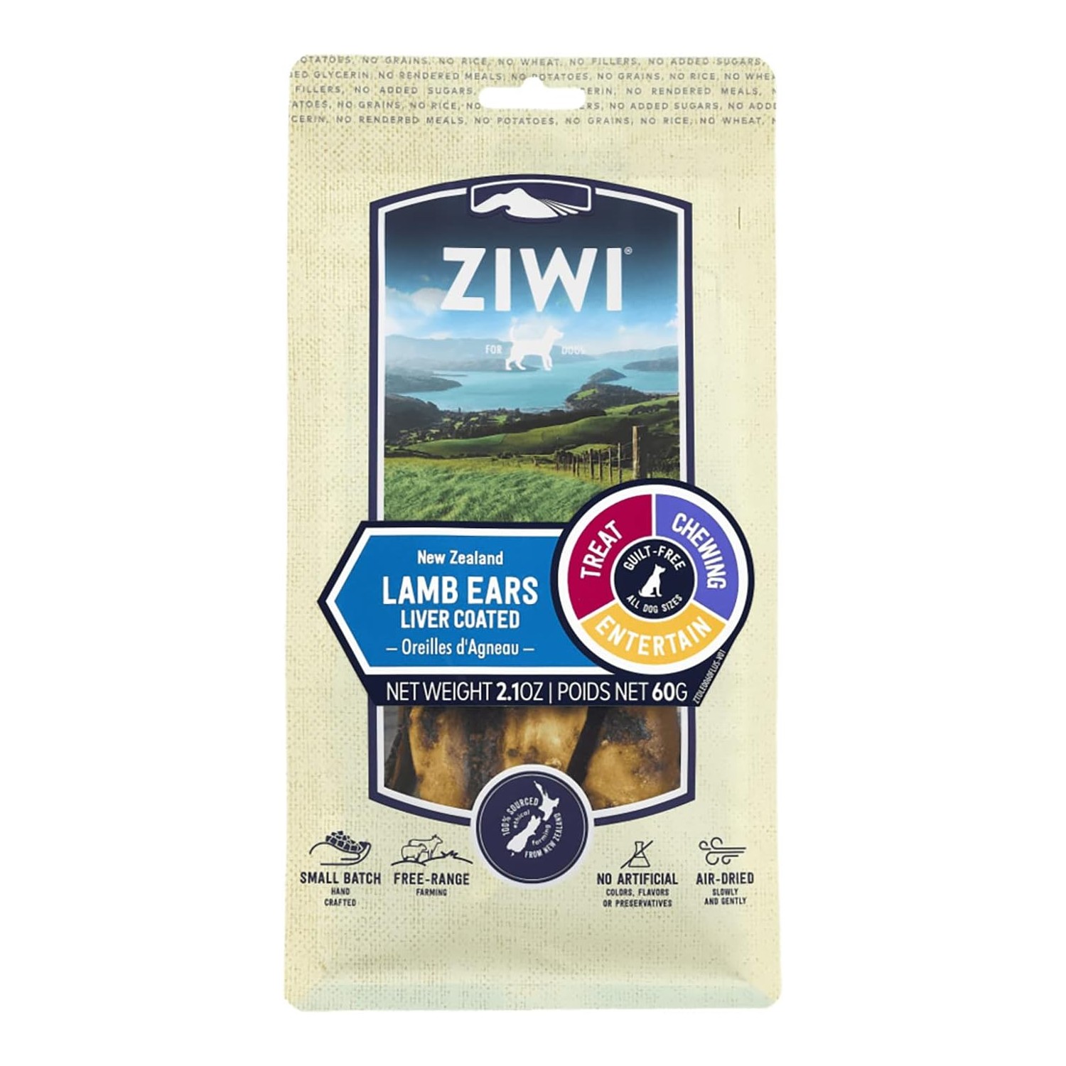 ZIWI All Natural Air-Dried Grain-free Chew Dog Treats - Lamb Ears