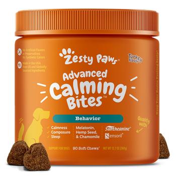 Zesty Paws Advanced Calming Bites Dog Chews with Melatonin - Turkey, 90 Count